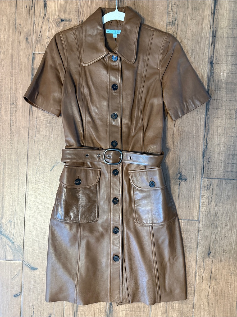 Antonio Melani Genuine Leather Tan/Brown Dress Sz 4